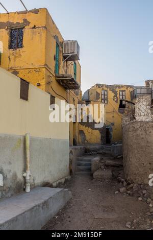 Maisons de l'île Éléphantine à Assouan, Égypte Banque D'Images