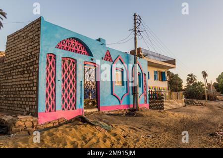 Maisons de l'île Éléphantine à Assouan, Égypte Banque D'Images