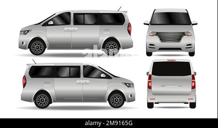 Minibus, minibus, taxi isolent sur l'arrière-plan. Prêt à appliquer à votre conception. Illustration vectorielle. Illustration de Vecteur