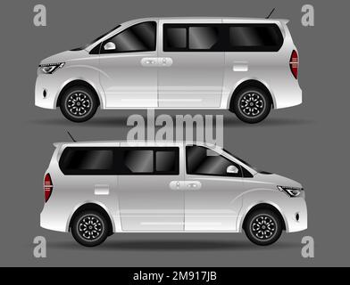 Minibus, minibus, taxi isolent sur l'arrière-plan. Prêt à appliquer à votre conception. Illustration vectorielle. Illustration de Vecteur