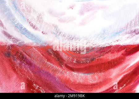 Pologne, drapeau polonais. Illustration aquarelle dessinée à la main Banque D'Images