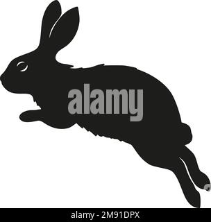 Lapin bunny saut silhouette Easter vecteur animal oreille noir forme ressort graphique Illustration de Vecteur