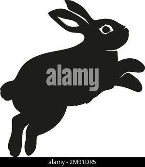 Lapin bunny saut silhouette Easter vecteur animal oreille noir forme ressort graphique Illustration de Vecteur