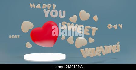 Saint-Valentin fond romantique avec ballons lettres amour mots. 3d rendu Banque D'Images