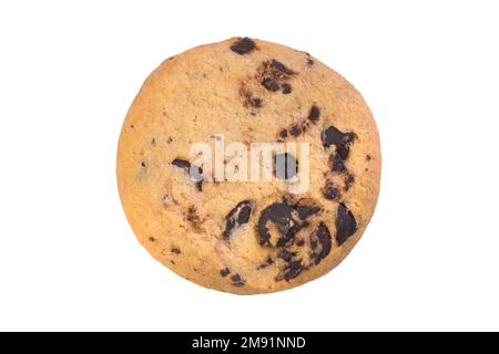 Chocolate chip cookie isolé sur fond blanc Banque D'Images