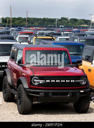 Les nouveaux vus Ford Bronco dans le parc de véhicules de la banlieue de Detroit Banque D'Images