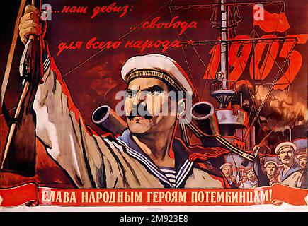 1925 - 'Battleship Potemkine' - URSS (traduit du russe) - affiche de propagande soviétique d'URSS ancienne Banque D'Images