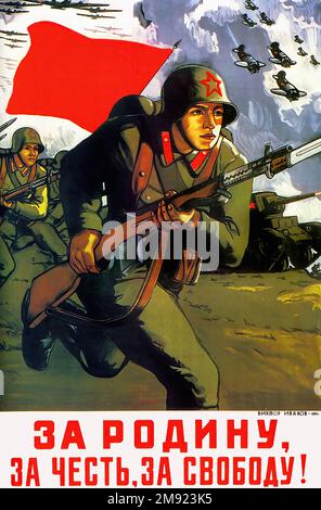1941- pour la mère patrie, l'honneur, la liberté! (Traduit du russe) - affiche de propagande soviétique de l'URSS ancienne Banque D'Images