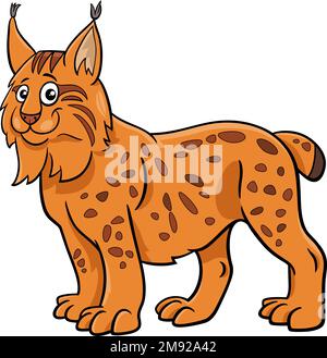 Illustration de dessin animé de lynx drôle de caractère animal sauvage Illustration de Vecteur