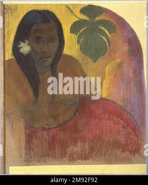 La femme tahitienne Paul Gauguin (français, 1848-1903). Femme tahitienne, ca. 1894. Charbon de bois et pastel sur papier, collé au papier vélin jaune et monté sur un panneau gris, 21 5/8 x 19 1/2in. (54,9 x 49,5cm). En 1890, Paul Gauguin écrivait de son attirance pour la colonie française de Tahiti d’une manière qui illustre le « primitivisme », la fascination des artistes européens pour l’art et les cultures non occidentales, dont ils n’avaient pas tenu compte des complexités et qu’ils considéraient comme moins développés et plus purs que les leurs : « Je vais me réfugier dans les bois d’une île d’Océanie, où je vivrai dans l’extase, le calme et l’art. Avec une nouvelle famille par mon si Banque D'Images