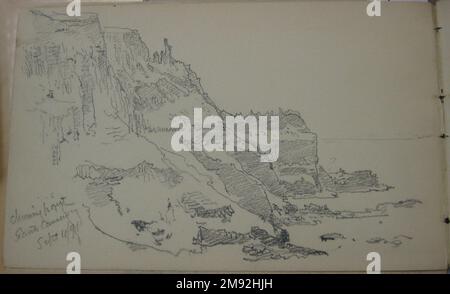 Sketchbook: British Isles William Trost Richards (américain, 1833-1905). Carnet d'esquisses : îles britanniques, 1891. Graphite sur papier blanc, 4 3/4 x 7 1/2 cm (85 pages). Dans la recherche continue d'une topographie côtière spectaculaire, Richards s'est embarqué dans une autre tournée à l'étranger au cours de l'été 1891 qui comprenait une expédition vers les régions éloignées de l'Irlande du Nord. La chaussée des géants dans le comté d'Antrim est une remarquable formation géologique de roche volcanique à facettes (basalte) érodée au fil des ans par l'action du vent, de la pluie et des vagues dans d'énormes colonnes, principalement hexagonales, qui forment un escalier naturel d'une falaise à Banque D'Images