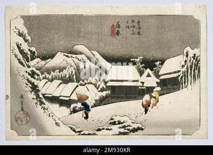 Kambara, de la série cinquante-trois stations de la route Tōkaidō Utagawa Hiroshige (Ando) (Japonais, 1797-1858). Kambara, de la série cinquante-trois stations de la route Tōkaidō, ca. 1834 ou version ultérieure. Impression couleur sur bois sur papier, feuille : 9 7/8 x 14 3/4 po. (25,1 x 37,5 cm). Art asiatique ca. 1834 ou version ultérieure Banque D'Images