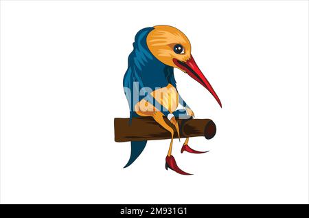 oiseau portant le tissu assis sur l'arbre Illustration de Vecteur