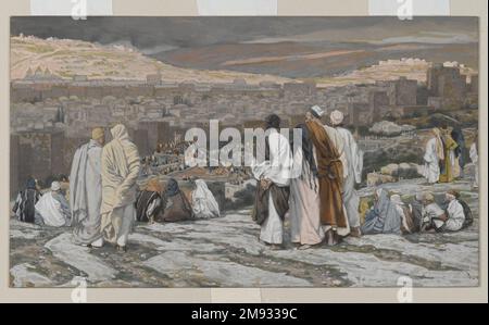 Les disciples ayant quitté leur Hiding place Watch d'Afar à Agony (les disciples ayant quitté leur assistant de chemin au supplice) James Tissot (français, 1836-1902). Les disciples ayant quitté leur Hiding place Watch d'Afar à Agony (les disciples ayant quitté leur assistant de chemin au supplice), 1886-1894. Aquarelle opaque sur graphite sur papier vélin gris, image : 5 1/16 x 8 3/4 po. (12,9 x 22,2 cm). Art européen 1886-1894 Banque D'Images