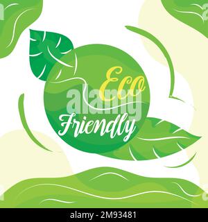 Fond de concept écologique étiquette verte avec feuilles Vector Illustration de Vecteur