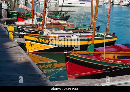 France, Calvados (14), Dives-sur-mer, Port Guillaume, voiliers traditionnels en bois Banque D'Images