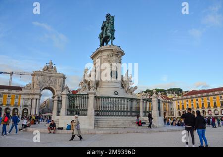 Praca do Comercio. Site historique au coeur de Lisbonne, Portugal. Novembre 2022. Banque D'Images