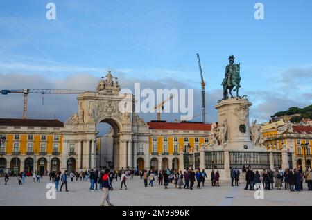 Praca do Comercio. Site historique au coeur de Lisbonne, Portugal. Novembre 2022. Banque D'Images