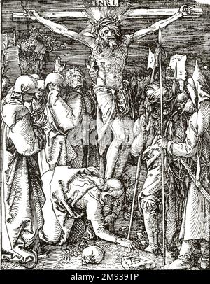 Crucifixion Albrecht Dürer (allemand, 1471-1528). Crucifixion, 1509-1511; édition de 1511. Feuille de bois sur papier couté, feuille : 5 1/4 x 4 po. (13,4 x 10,2 cm). Art européen 1509-1511; édition de 1511 Banque D'Images