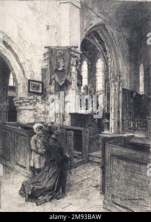 Église Saint-Eugène (l'Église de Saint-Eugène) Léon-Augustin Lhermitte (français, 1844-1925). , 1884. Charbon sur papier ponté, 19 x 13 3/8 po. (48,3 x 34 cm). Art européen 1884 Banque D'Images