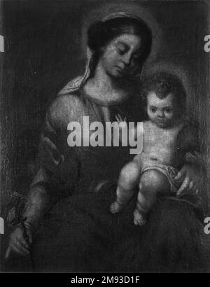 Vierge du Rosaire avec l'enfant Christ dans le style de Bartolomé Estebán Murillo (éventuellement École de Grenade) (espagnol, 1618-1682). La Vierge du Rosaire avec l'enfant Christ, ca. 1700. Huile sur toile, 34 1/2 x 29 9/16 in. (87,6 x 75,1 cm). Art européen ca. 1700 Banque D'Images