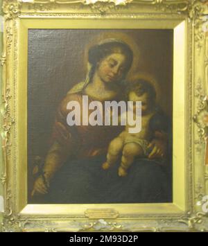 Vierge du Rosaire avec l'enfant Christ dans le style de Bartolomé Estebán Murillo (éventuellement École de Grenade) (espagnol, 1618-1682). La Vierge du Rosaire avec l'enfant Christ, ca. 1700. Huile sur toile, 34 1/2 x 29 9/16 in. (87,6 x 75,1 cm). Art européen ca. 1700 Banque D'Images