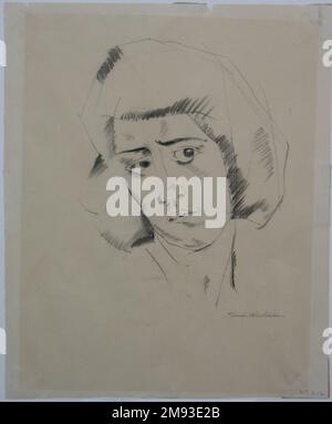 Chef d'une femme Kimon Nichols (américain, 1892-1935). Chef d'une femme, n.d. Graphite ou charbon sur papier, feuille : 9 9/16 x 7 7/8 po. (24,3 x 20 cm). Art américain n.d. Banque D'Images