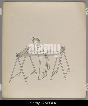 Album de feuilles séparées: 'Silk culture et production' Album de feuilles séparées: 'Silk culture et production', 19th siècle. Encre sur papier, 11 3/8 x 10 cm (28,9 x 25,4 cm). Art asiatique 19th siècle Banque D'Images