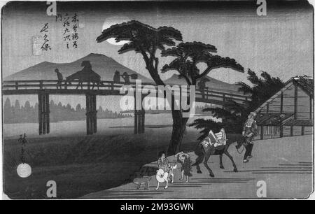 N° 28, Nagakubo, de la série les soixante-neuf stations de la route Kisokaidō Utagawa Hiroshige (Ando) (Japonais, 1797-1858). N° 28, Nagakubo, de la série les soixante-neuf stations de la route Kisokaidō, ca. 1835-1838. Impression en couleur sur papier, image : 9 x 13 7/8 po. (22,9 x 35,2 cm). Art asiatique ca. 1835-1838 Banque D'Images