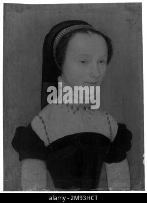 Portrait d'une Dame Corneille de Lyon (néerlandais,1500/10-1575, active en France). Portrait d'une Dame, 1553-1557. Tempera sur panneau, 7 1/2 x 5 3/4 po. (19,1 x 14,6 cm). Art européen 1553-1557 Banque D'Images