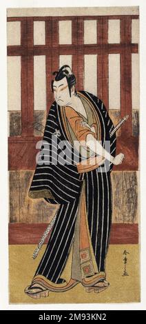 Acteur Ishikawa Monosuke II comme Karigane Bunshichi Katsukawa Shunsho (japonais, 1726-1793). Acteur Ishikawa Monosuke II comme Karigane Bunshichi, 1782. Impression couleur sur bois sur papier, 12 15/16 x 5 3/4 cm (32,8 x 14,6 cm). Art asiatique 1782 Banque D'Images