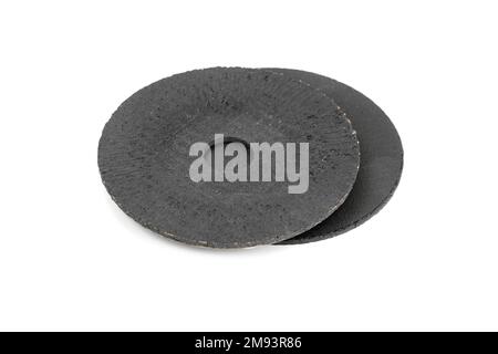 roues pour scie circulaire à main isolées sur fond blanc. Disques à tronçonner pour meuleuse d'angle isolés sur fond blanc Banque D'Images