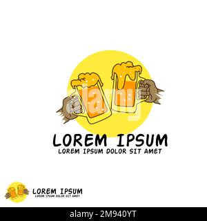 Illustration vectorielle des mains qui applaudissent avec le logo Beers avec le texte « Lorem Ipsum » sur fond blanc Illustration de Vecteur