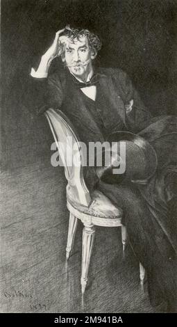 Portrait de Whistler Jacques Reich (américain, né en Hongrie, 1852-1923). Portrait de Whistler, 1916. Gravure sur papier, feuille : 25 5/8 x 18 3/4 po. (65,1 x 47,6 cm). Art américain 1916 Banque D'Images