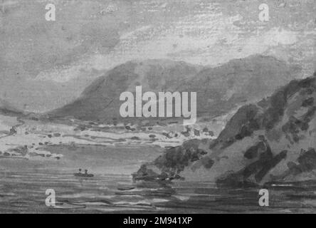 Dans le district de Lake Joseph Malbord William Turner (britannique, 1775-1851). , n.d. Laver sur papier, feuille/composition : 2 3/8 x 3 5/8 po. (6,1 x 9,2 cm). Art européen n.d. Banque D'Images