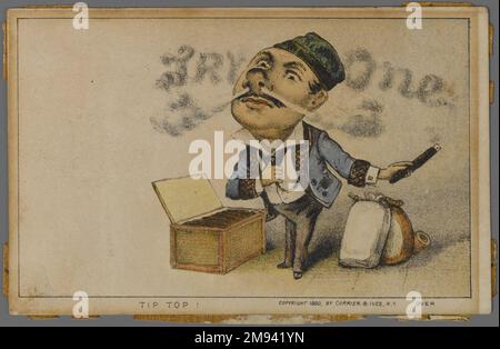 TIP Top After Currier & amp ; Ives (américain). , 1880. Impression de reproduction couleur sur carte à puce, feuille : 3 3/8 x 5 1/8 po. (8,5 x 13 cm). Art américain 1880 Banque D'Images