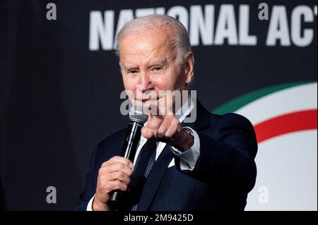 16 janvier 2023, Washington, District de Columbia, Etats-Unis: Le président JOE BIDEN s'exprime à Martin Luther King, Jr. Du réseau national d'action (NAN) Petit déjeuner à l'hôtel Mayflower. (Credit image: © Michael Brochstein/ZUMA Press Wire) USAGE ÉDITORIAL SEULEMENT! Non destiné À un usage commercial ! Crédit : ZUMA Press, Inc./Alay Live News Banque D'Images