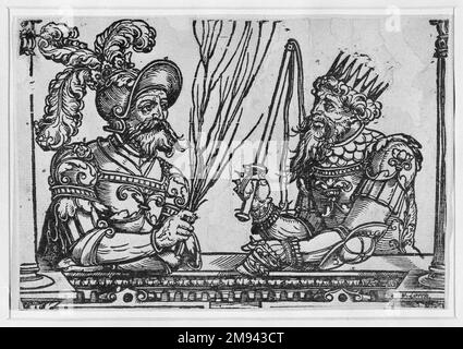 Sennacherib et Nebucadnezzar Erhard Schön (allemand, 1491-1542). Sennacherib et Nebucadnezzar, 1531. Coupe de bois sur papier coupied, 5 1/8 x 7 7/16 po (13 x 18,9 cm). Art européen 1531 Banque D'Images