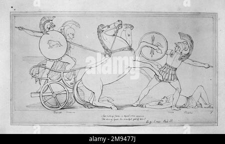 Dessin pour l'ILLiad John Flaxman de Pope (britannique, 1755-1826). Dessin pour l'ILLiad du Pape. Encre sur papier, 6 3/4 x 14 cm (17,1 x 35,6 cm). Art européen Banque D'Images