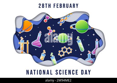 journée nationale de la science dans la conception de l'art papier Illustration de Vecteur
