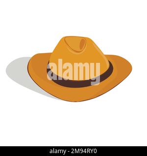 Chapeau de cowboy élément isolé.Illustration de dessin vectoriel pour icône, jeu, emballage, bannière.Wild West, WESTERN, concept de cowboy Illustration de Vecteur