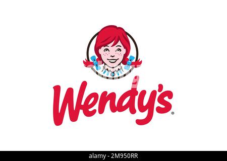 Wendy's, logo, fond blanc Banque D'Images