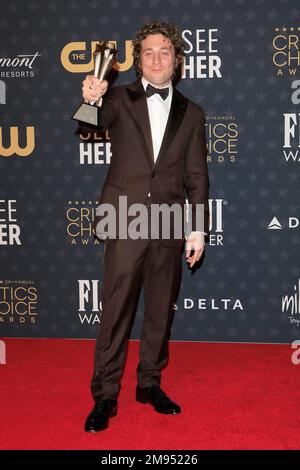 7 janvier 2023, Los Angeles, Californie, Etats-Unis: LOS ANGELES - JAN 15: Jeremy Allen White dans la salle de presse aux prix du choix des critiques annuels 28th au Fairmont Century Plaza on 15 janvier 2023 à Los Angeles, CA. (Credit image: © Nina Prommer/ZUMA Press Wire) USAGE ÉDITORIAL SEULEMENT! Non destiné À un usage commercial ! Banque D'Images