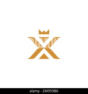 Logo X Crown de couleur dorée Illustration de Vecteur