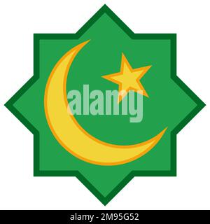 Icône islam ramadan, mosquée silhouette de lune, logo de prière musulmane kaaba Illustration de Vecteur