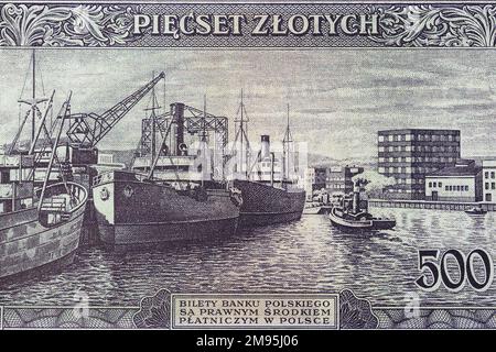 Port de l'ancienne monnaie polonaise - 500 Zloty Banque D'Images