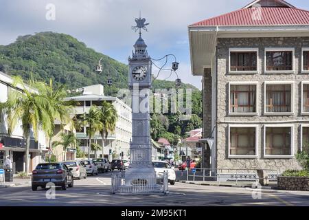 Mahé, Seychelles ville de Victoria Seychelles, tourné dans le centre de la ville, la tour de l'horloge dans le centre Banque D'Images