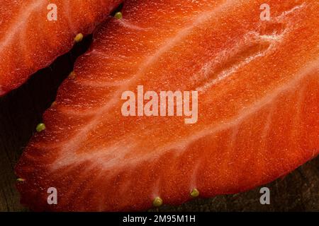 Vue rapprochée du dessus de Half Strawberry Banque D'Images