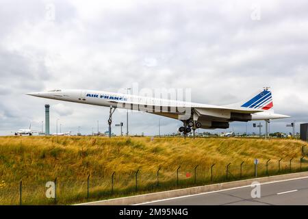 Paris, France - 5 juin 2022 : avion Air France Concorde à l'aéroport Paris Charles de Gaulle (CDG) en France. Banque D'Images