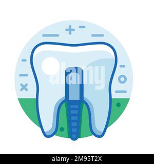 Icône implant prothèse dentaire dans Line Art Illustration de Vecteur